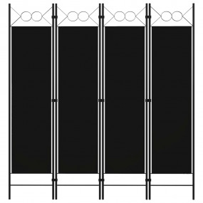4-Panel Room Divider Black 63"x70.9"