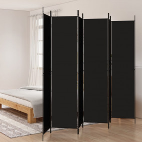 6-Panel Room Divider Black 118.1"x86.6" Fabric