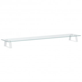 Monitor Stand White 39.4"x7.9"x3.1" Tempered Glass and ...