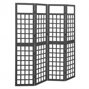 4-Panel Room Divider/Trellis Solid Fir Wood Black 63.4"...