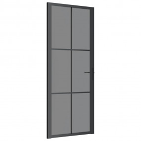 Interior Door 32.7"x79.3" Black ESG Glass and Aluminum