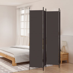 4-Panel Room Divider Brown 78.7"x86.6" Fabric