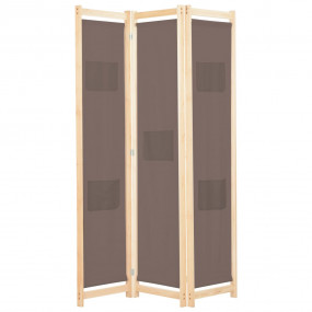 3-Panel Room Divider Brown 47.2"x66.9"x1.6" Fabric