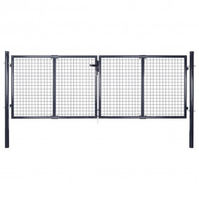Mesh Garden Gate Galvanized Steel 113.8"x29.5" Gray