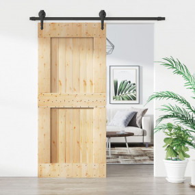 Sliding Door with Hardware Set 35.4"x82.7" Solid Wood P...