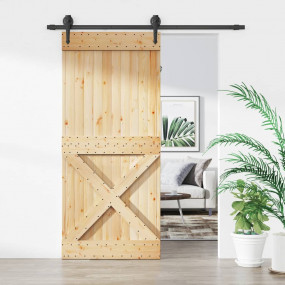 Sliding Door with Hardware Set 35.4"x82.7" Solid Wood P...