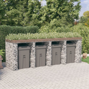 Gabion Wall for Garbage Bin 137.8"x35.8"x47.2" Galvaniz...