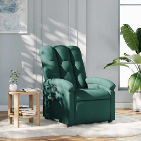 Massage Recliner Chair Dark Green Fabric