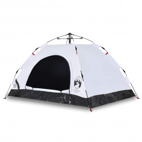 Camping Tent 3-Person White Blackout Fabric Quick Relea...
