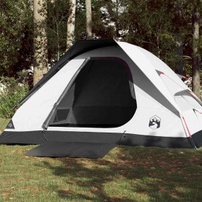 Camping Tent Dome 4-Person White Blackout Fabric Waterp...