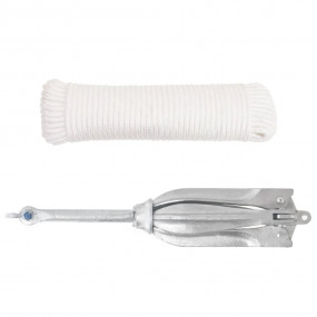 Folding Anchor with Rope Silver 22 lb Hot Dip Galvanize...