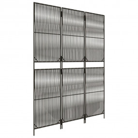 Room Divider 3 Panels Gray Poly Rattan