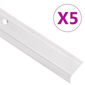 Stair Nosings in L-shape 5 pcs Aluminum 39.4 " Silver