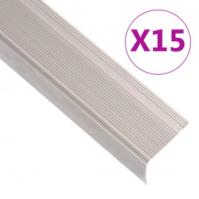 Stair Nosings in L-shape 15 pcs Aluminum 39.4 " Champag...