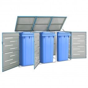 Triple Wheelie Bin Shed 81.5"x30.5"x44.3" Stainless Ste...