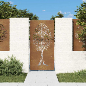 Garden Gate 33.5"x68.9" Corten Steel Tree Design