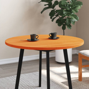Table Top Round Wax Brown 35.4x1.0" Solid Wood Pine