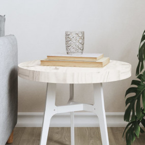 Table Top Round White 15.7x1.2" Solid Wood Pine