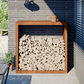 Firewood Rack 39.4"x15.7"x39.4" Weathering Steel