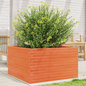Patio Planter Wax Brown 31.5x31.5x17.9" Solid Wood Pine