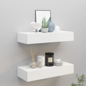 Wall-mounted Drawer Shelves 2 pcs White 60x23,5x3.9 " M...