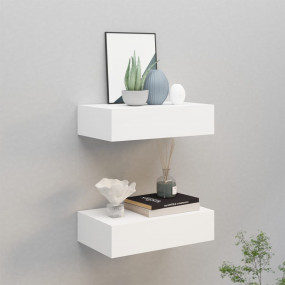Wall-mounted Drawer Shelves 2 pcs White 15.7x9.3x3.9" M...
