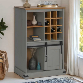 Wine Cabinet HALDEN with Wine Racks and Sliding Door Gr...