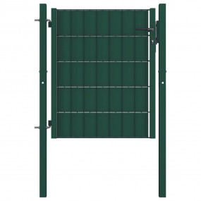 Fence Gate PVC and Steel 39.4x31.9" Green