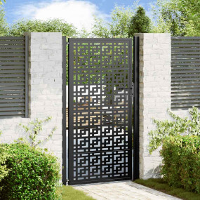 Patio Gate Black 41.3x70.9" Steel Cross  Design