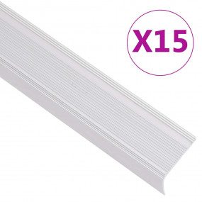 Stair Nosings in L-shape 15 pcs Aluminum 39.4 " Silver