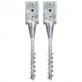 Ground Spikes 2 pcs Silver 3.5x3.5x22.0" Galvanized Ste...