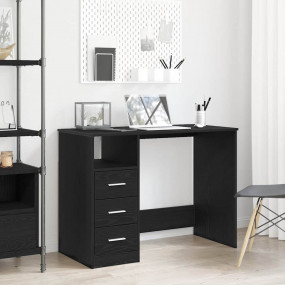 Desk with Drawers Black Oak 40.2x19.7x29.9" Engineered ...