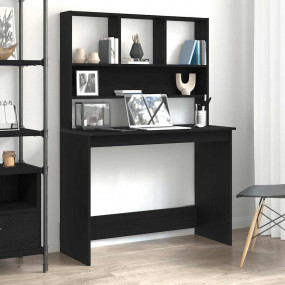 Desk with Shelves Black Oak 40.2x17.7x58.3" Engineered ...