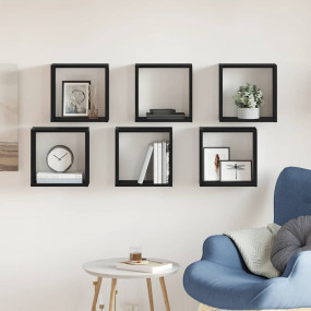 Wall Cube Shelves 6 pcs Black Oak 11.8x5.9x11.8" Engine...