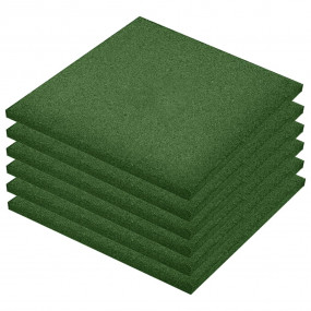 Fall Protection Tiles 6 pcs Rubber 19.7x19.7x1.2" Green
