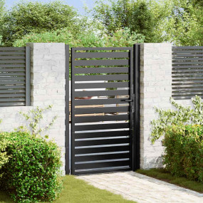 Patio Gate Lockable Black 39.4x59.1" Aluminium