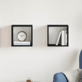 Wall Cube Shelves 2 pcs Black Oak 11.8x5.9x11.8" Engine...