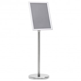 A4 Pedestal Poster Stand Silver Aluminum Alloy