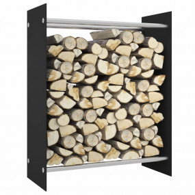 Firewood Rack Black 31.5x13.8x39.4" Tempered Glass
