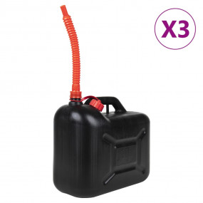 Fuel Can with Flexible Spout 3 pcs Black 5.3 gal Plasti...