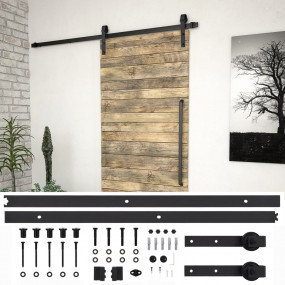Sliding Door "SKIEN" Hardware Kit 78.7 " Steel Black