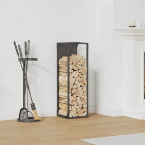 Firewood Rack Black 9.8x9.8x31.5" Cold-rolled steel