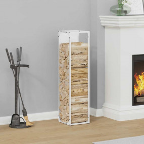 Firewood Rack White 9.8x9.8x39.4" Cold-rolled steel