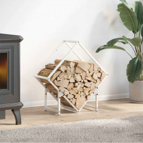 Firewood Rack White 23.6x9.8x23.6" Cold-rolled steel