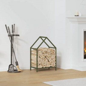 Firewood Rack Olive Green 15.7x9.8x23.6" Cold-rolled st...