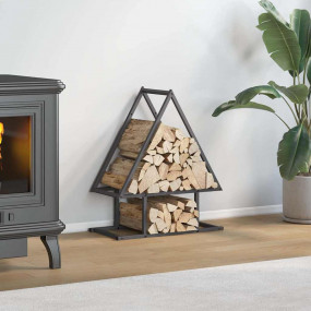 Firewood Rack Black 19.7x9.8x23.6" Cold-rolled steel