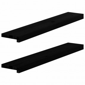 Window Sills 2 pcs Dark Brown 35.4x5.9x0.8" Solid Wood ...