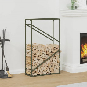 Firewood Rack Olive Green 23.6x9.8x39.4" Cold-rolled st...