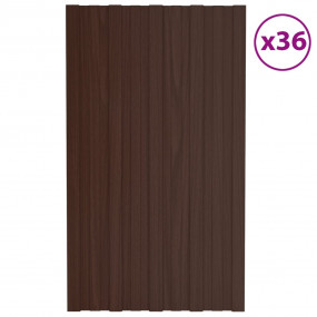 Roof Panels 36 pcs Galvanized Steel Brown 31.5x17.7"
