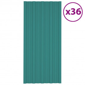 Roof Panels 36 pcs Galvanized Steel Green 39.4x17.7"